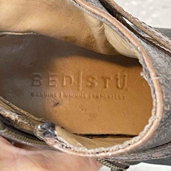 Bed Stu boots Begin Black Lux Leather Ankle booties Distressed size 7.5 - Picture 13 of 16